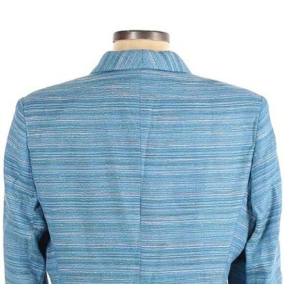 Vtg 80's Nicola Blue Striped Boyfriend Single Breasted Button Down Blazer Sz 12 - Picture 9 of 14